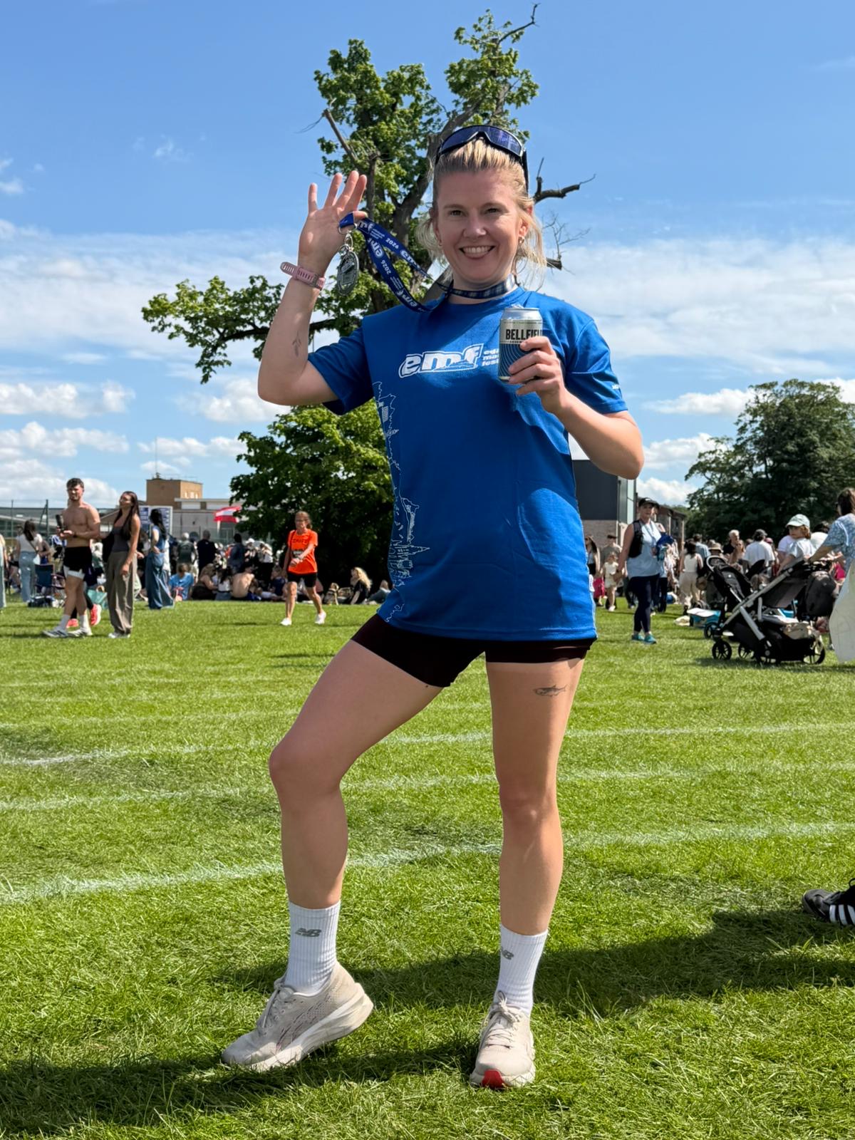 RNNNG coached athlete Hannah finishing her first marathon at Edinburgh 2026 in 3:46